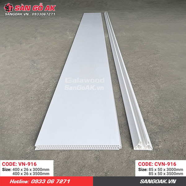 Tấm vách ngăn nhựa vân giấy trắng Galawood VN-916